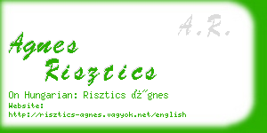 agnes risztics business card